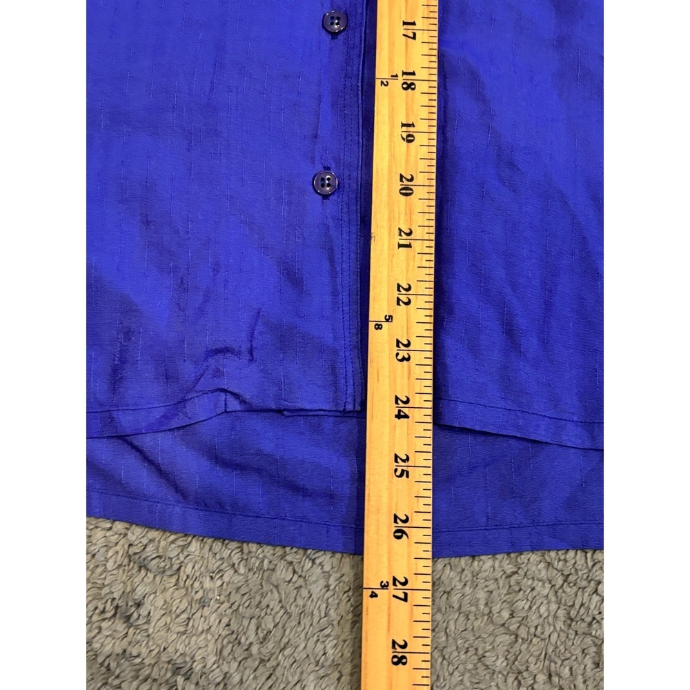VTG Matthew Lombardi For Banco Silk Blouse Womens Size P Blue Button L/S Top - Picture 4 of 5